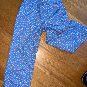 Blue Kids Pajamas with Pink Flamingos